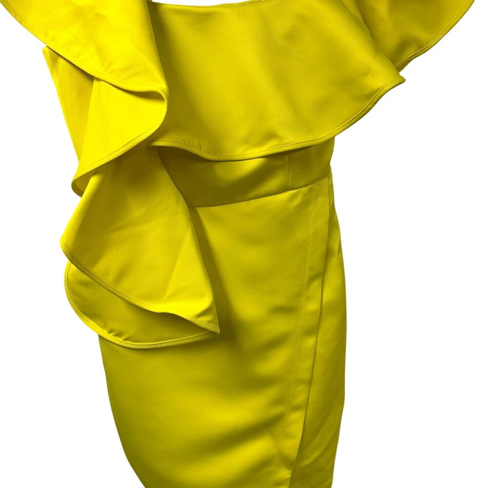 ASOS Neon Mini Dress Ruffle One Shoulder 4 Sheath Party Ruffle Fitted - Picture 3 of 10